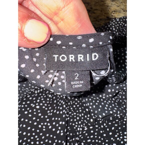 Torrid Black White Polka Dot Long Sleeve Blouse Plus Size Office Party Classic - Picture 5 of 11